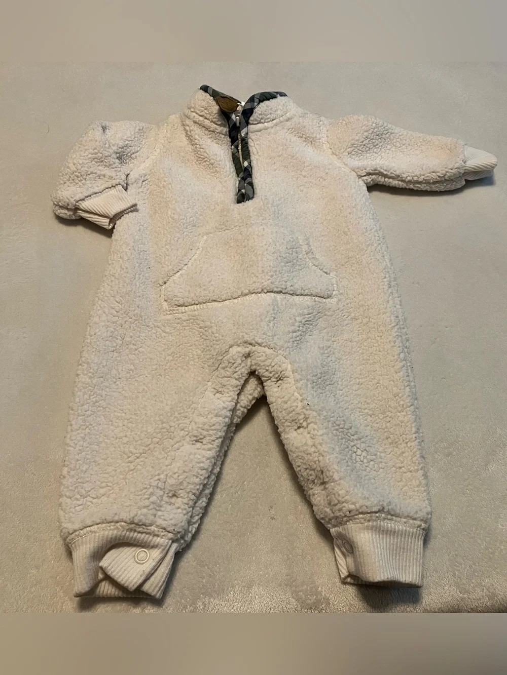 Carter's Cream Sherpa One-Piece with Kangaroo Pocket